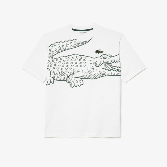 Men’S Lacoste Round Neck Loose Fit Crocodile Print T-Shirt - Th5511
