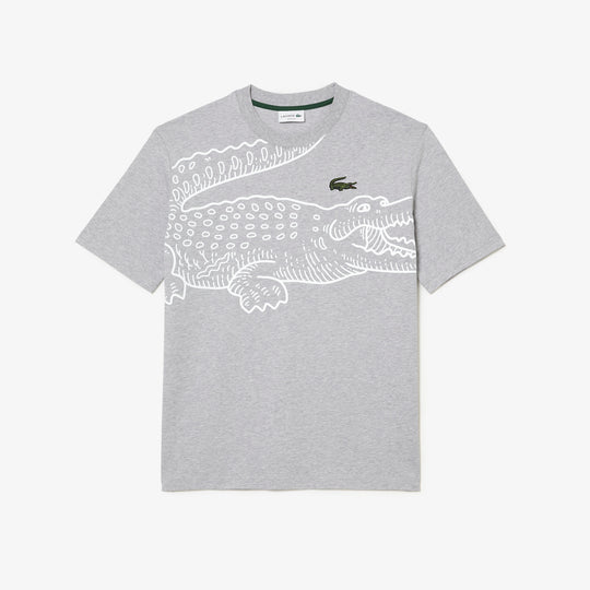 Men’S Lacoste Round Neck Loose Fit Crocodile Print T-Shirt - Th5511