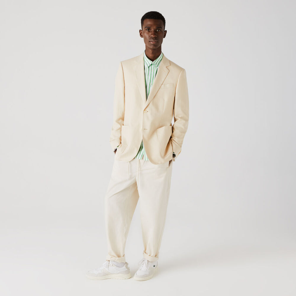 Men’s Straight Fit Cotton And Linen Blend Blazer