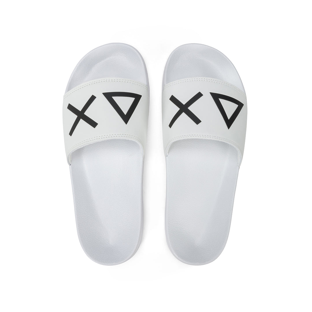 SUN68 WHITE LOGO SLIPPERS FOR MEN