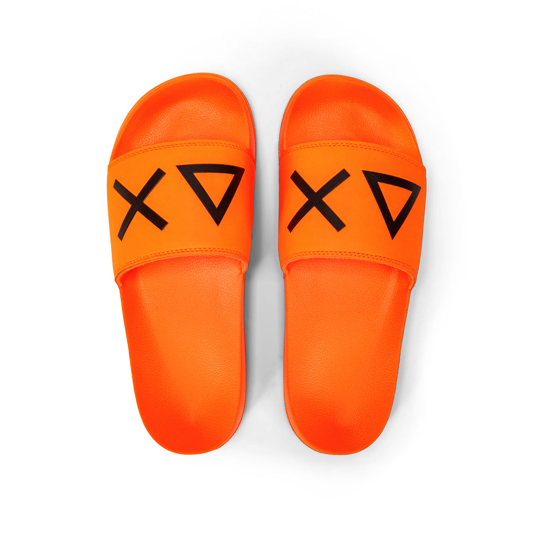 SUN68 ORANGE FLUO LOGO SLIPPERS FOR MEN