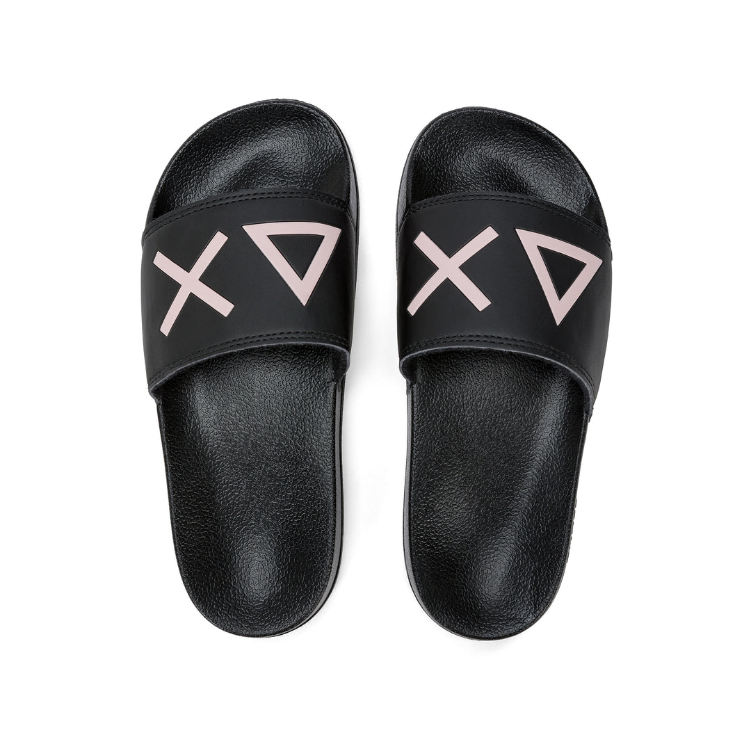 SUN68 BLACK LOGO SLIPPERS FOR WOMEN