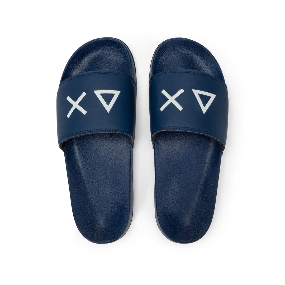 Navy blue PU slides