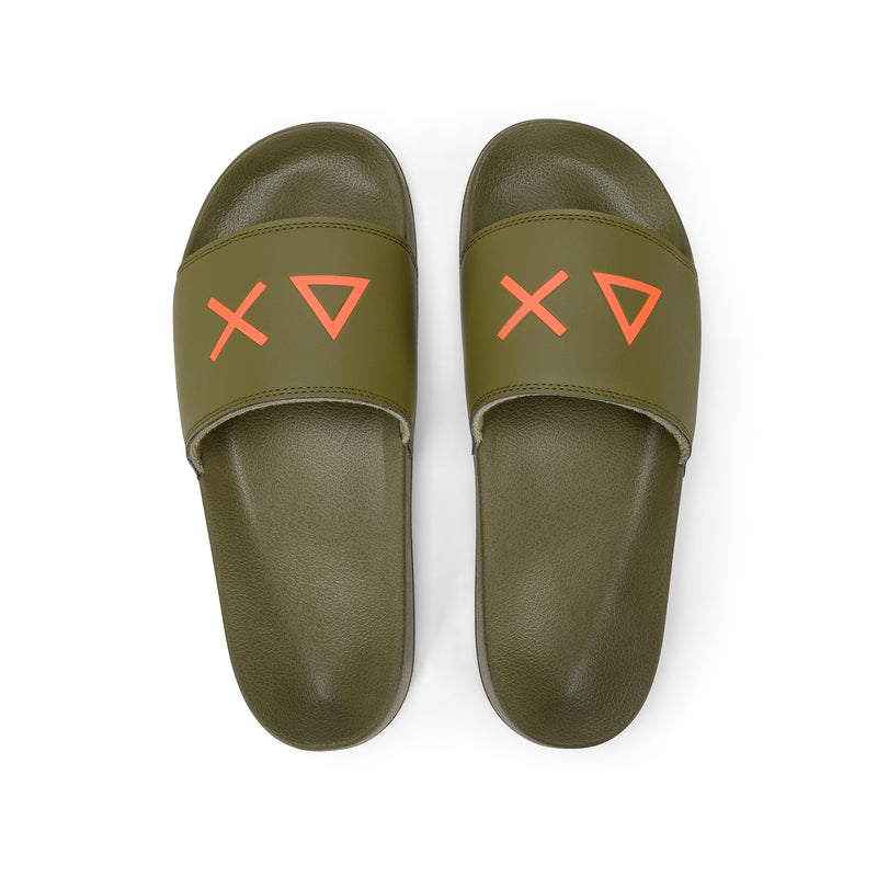 Military green PU slides