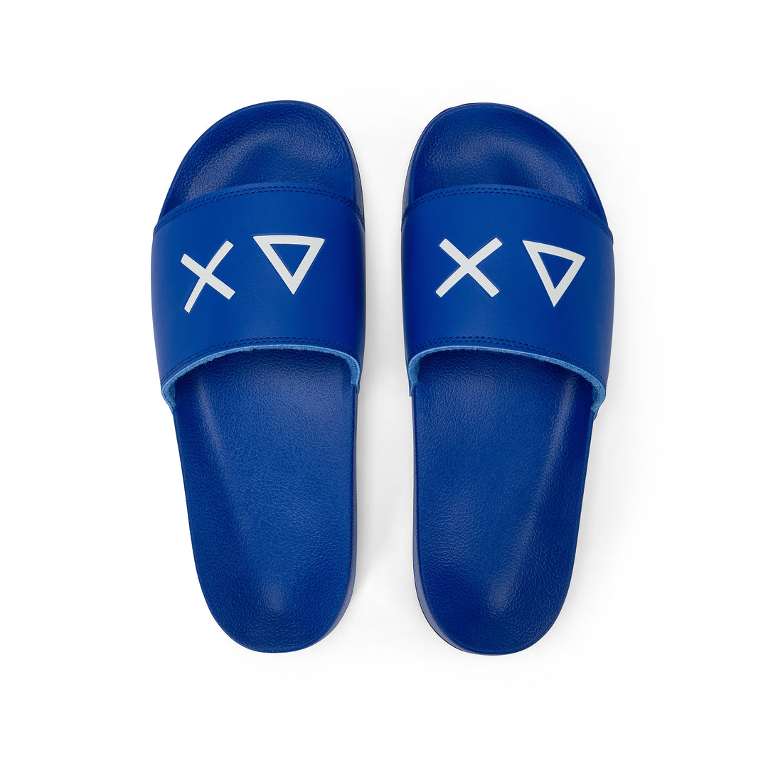 Royal blue PU slides