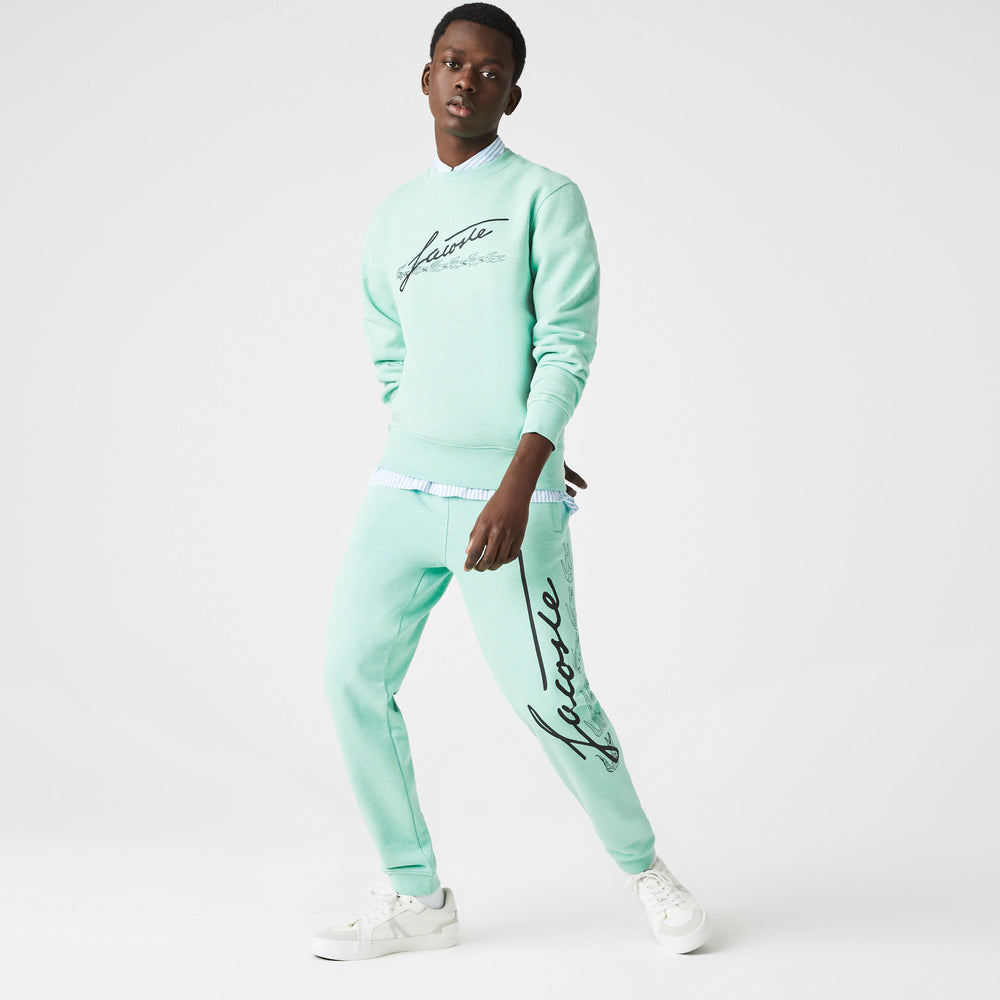Men's Signature And Crocodile Print Cotton Fleece Joggers