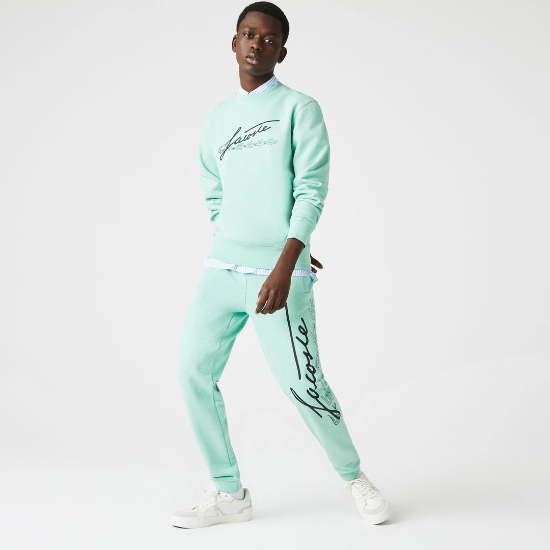 Men's Signature And Crocodile Print Cotton Fleece Joggers