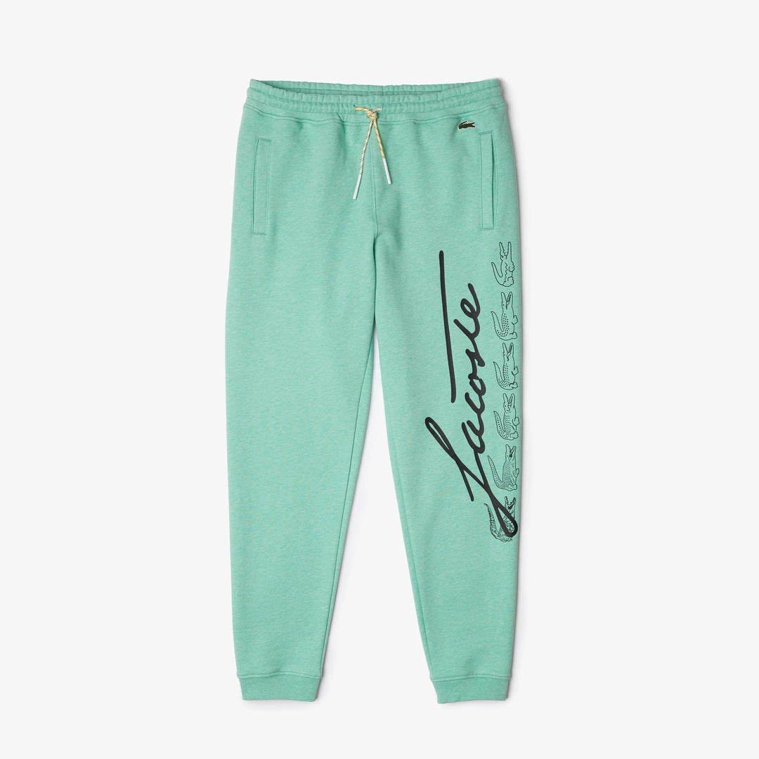 Men's Signature And Crocodile Print Cotton Fleece Joggers