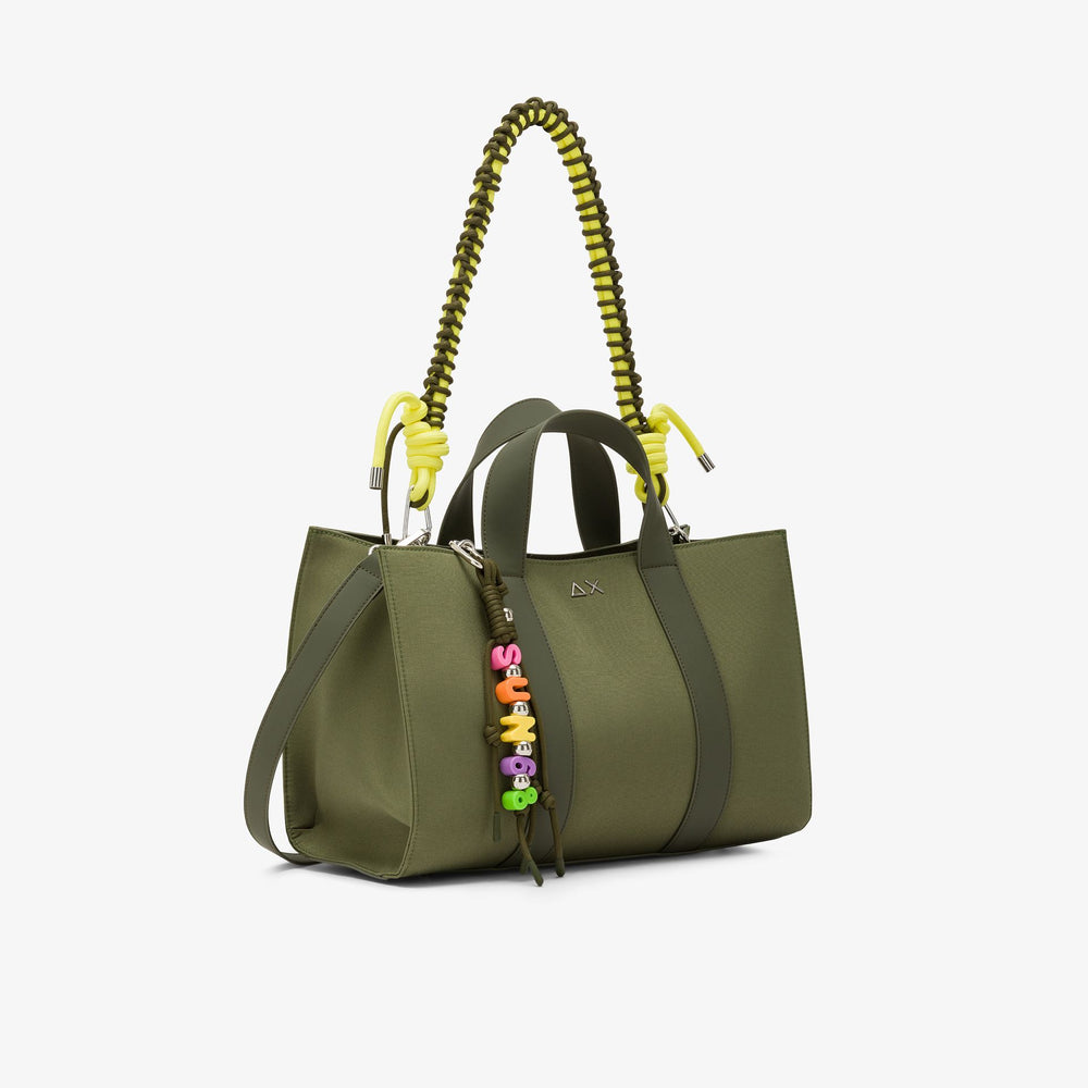 Dark military green medium nylon shopper