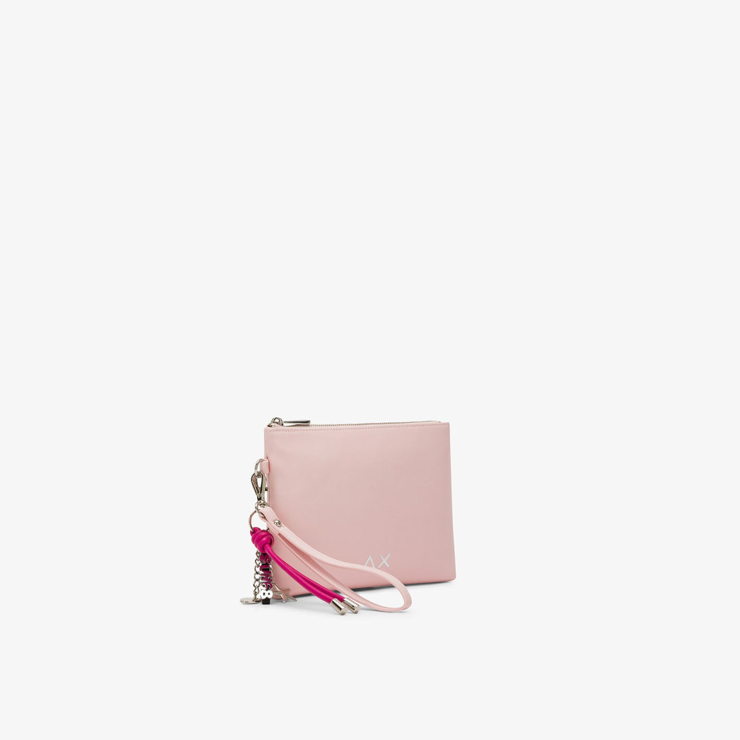 Pink PU clutch with charms