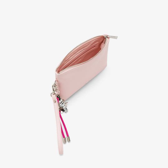 Pink PU clutch with charms