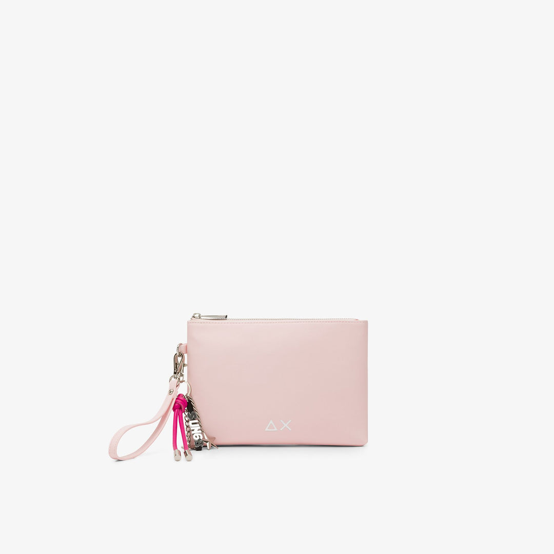 Pink PU clutch with charms