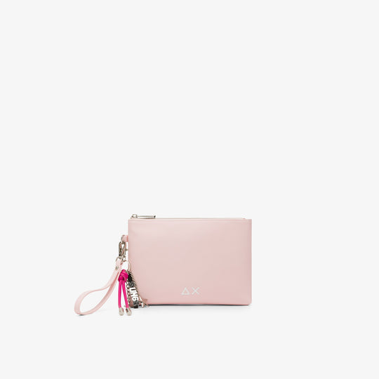 Pink PU clutch with charms
