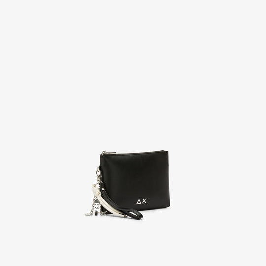 Black PU clutch with charms