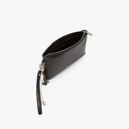Black PU clutch with charms