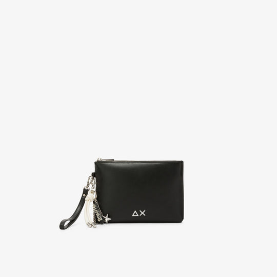 Black PU clutch with charms