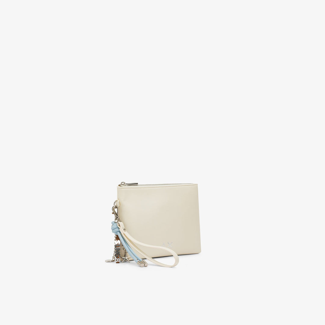 Off white PU clutch with charms