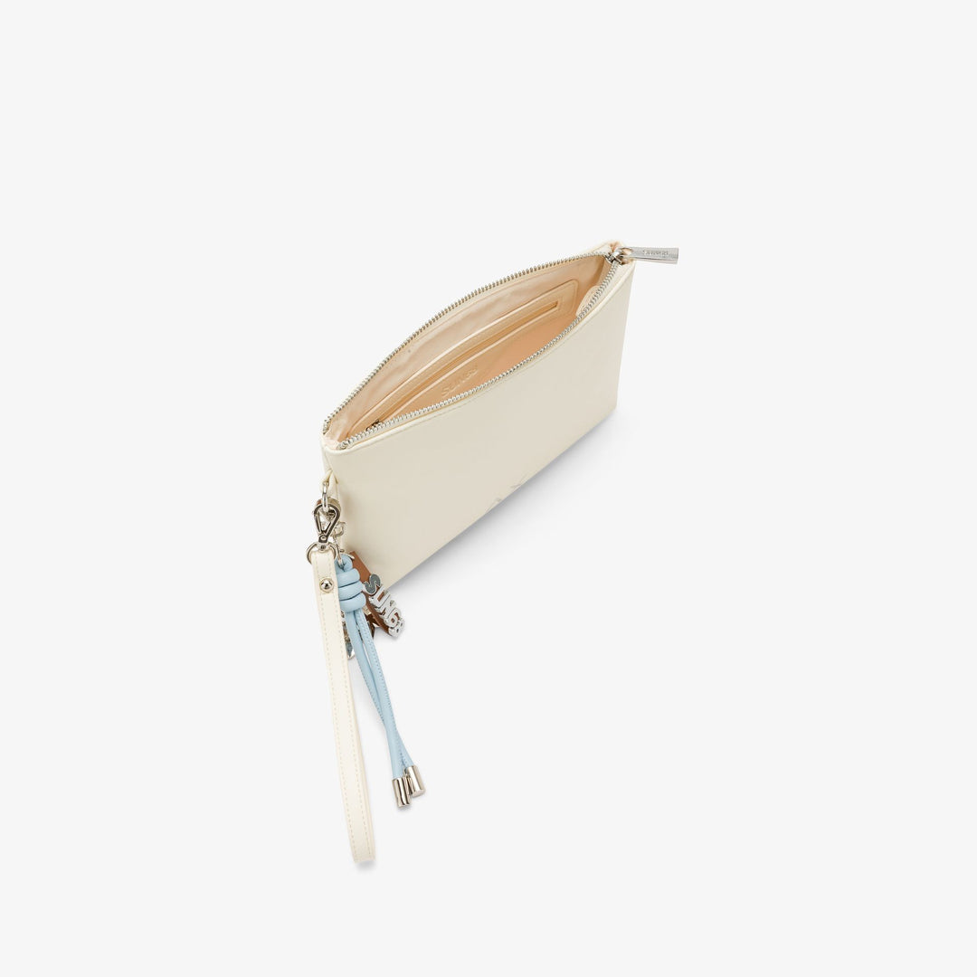 Off white PU clutch with charms