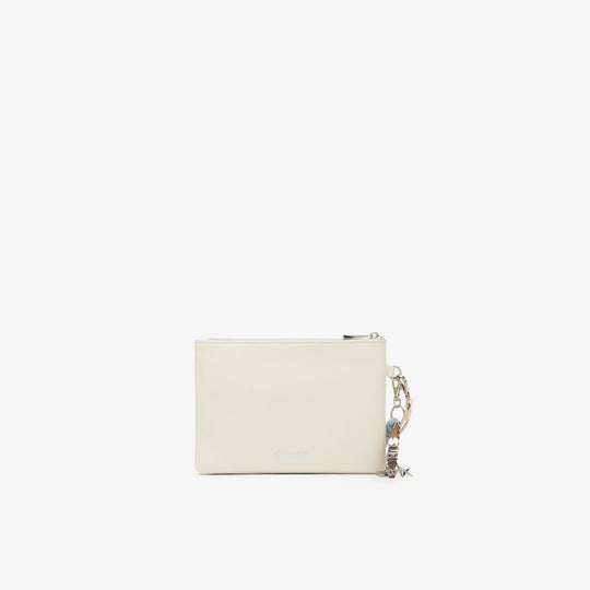 Off white PU clutch with charms