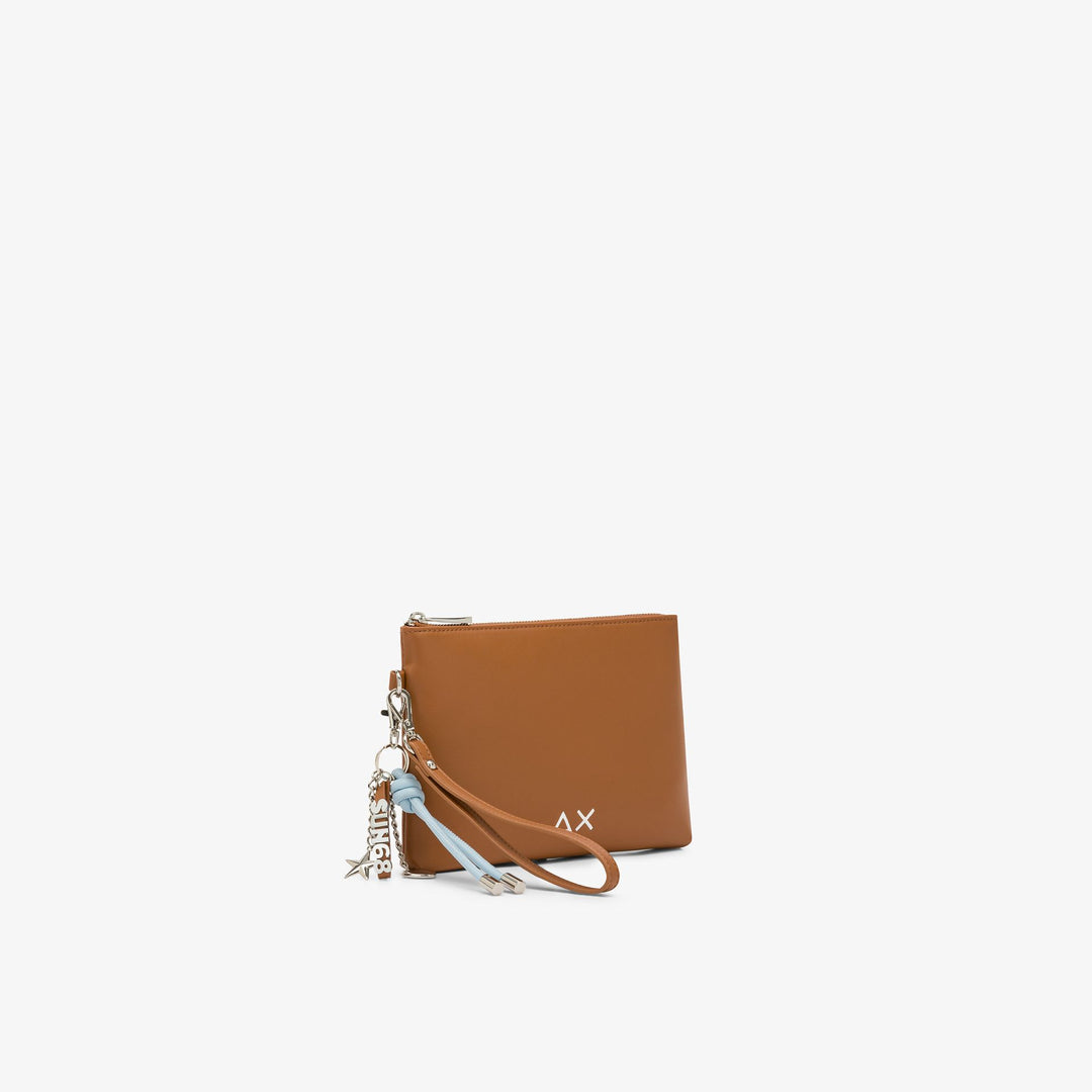 Camel PU clutch with charms