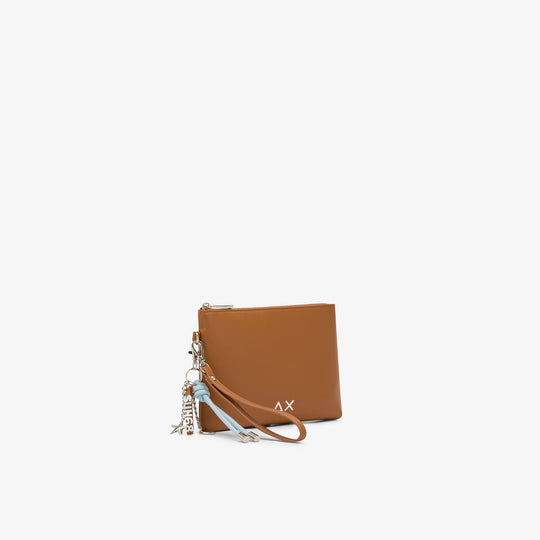 Camel PU clutch with charms