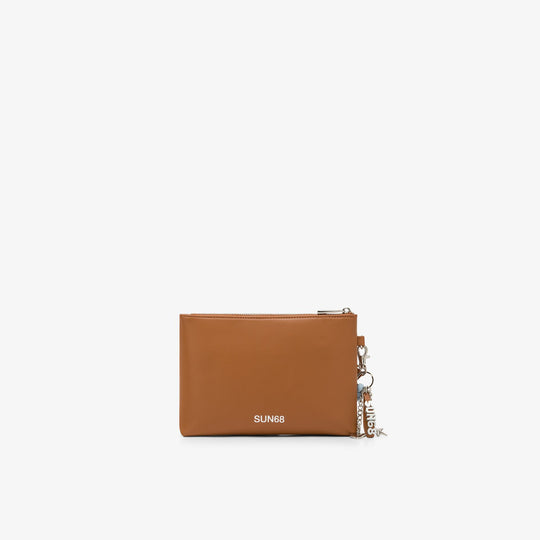 Camel PU clutch with charms