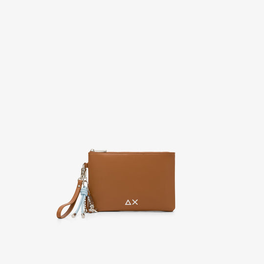 Camel PU clutch with charms