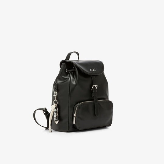 Black PU backpack with charms