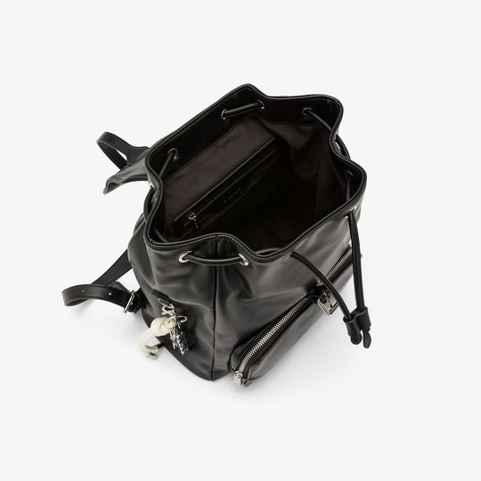 Black PU backpack with charms