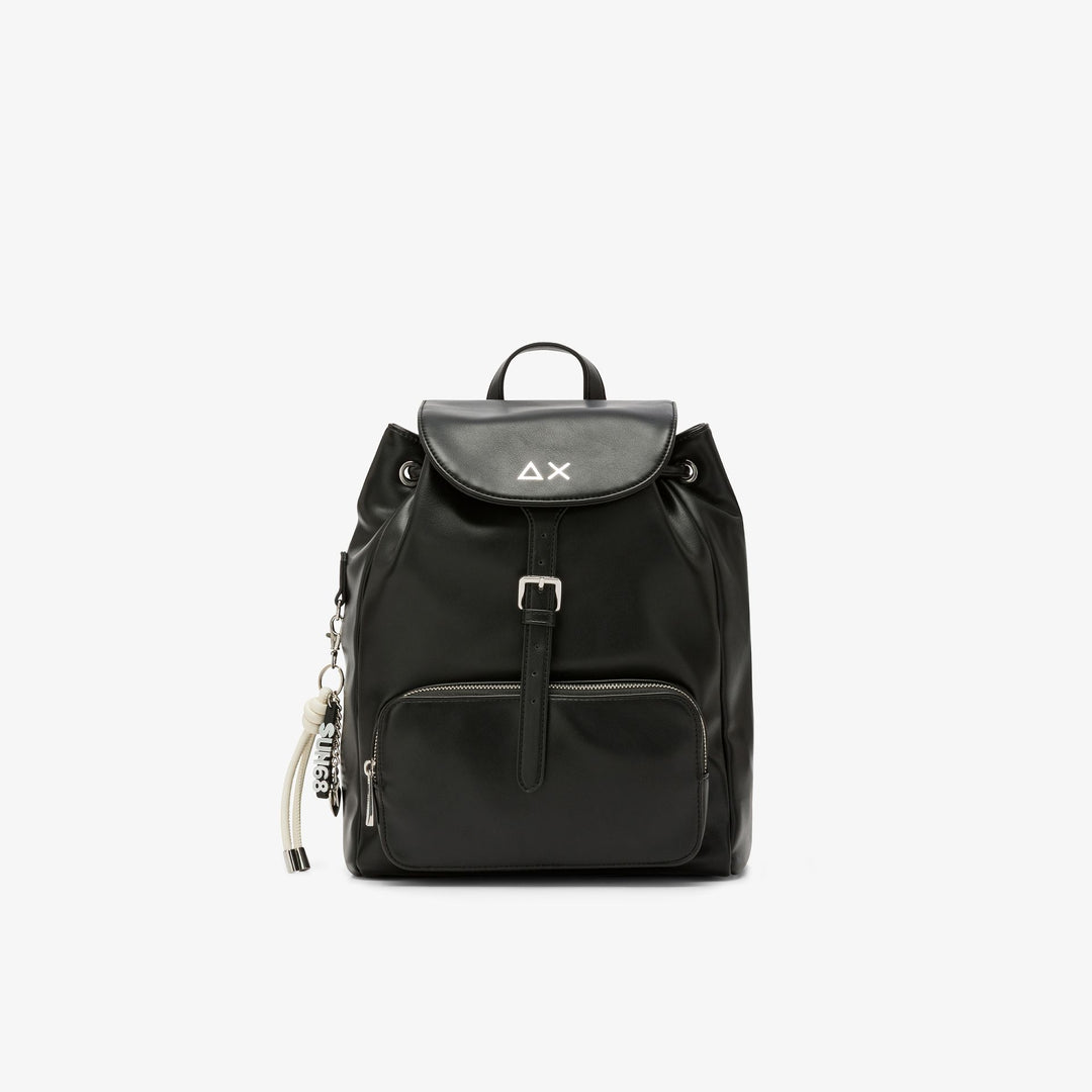 Black PU backpack with charms