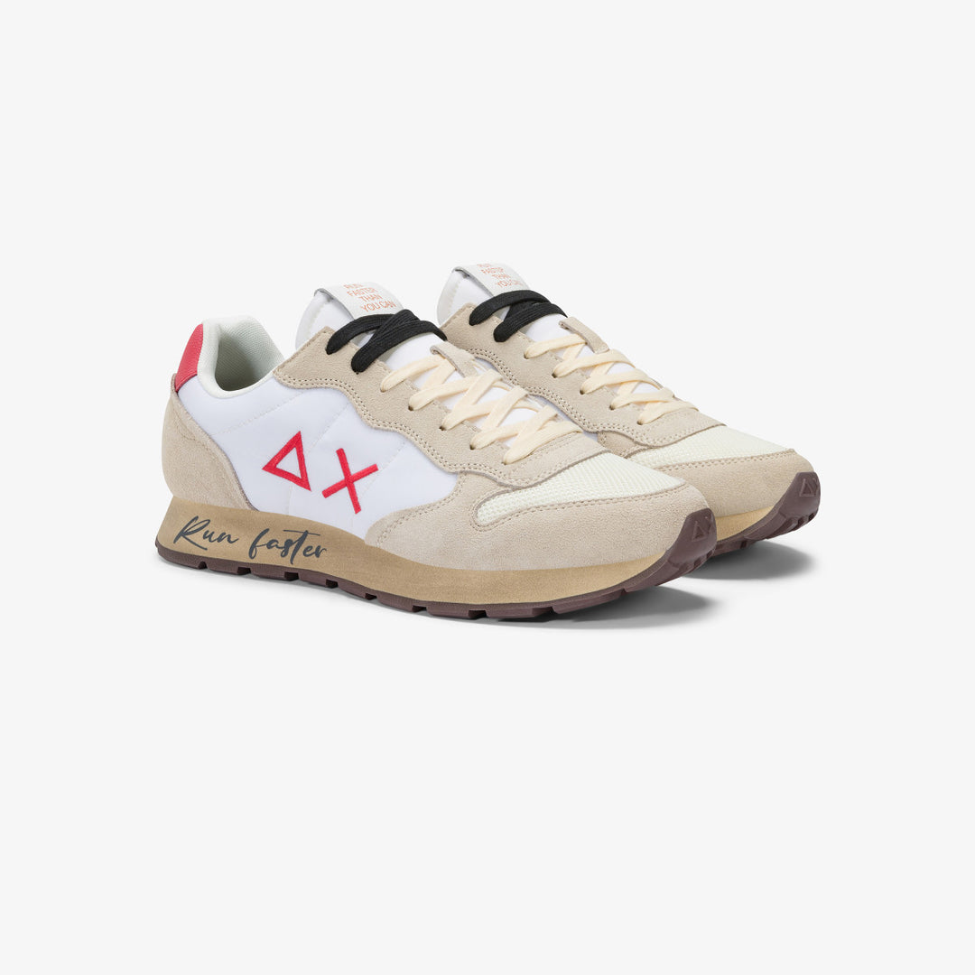 SUN68 TOM VINTAGE OFF WHITE/RED SNEAKERS FOR MEN