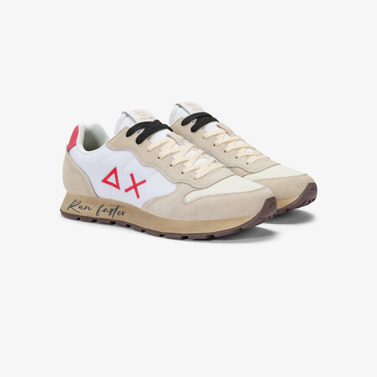 SUN68 TOM VINTAGE OFF WHITE/RED SNEAKERS FOR MEN