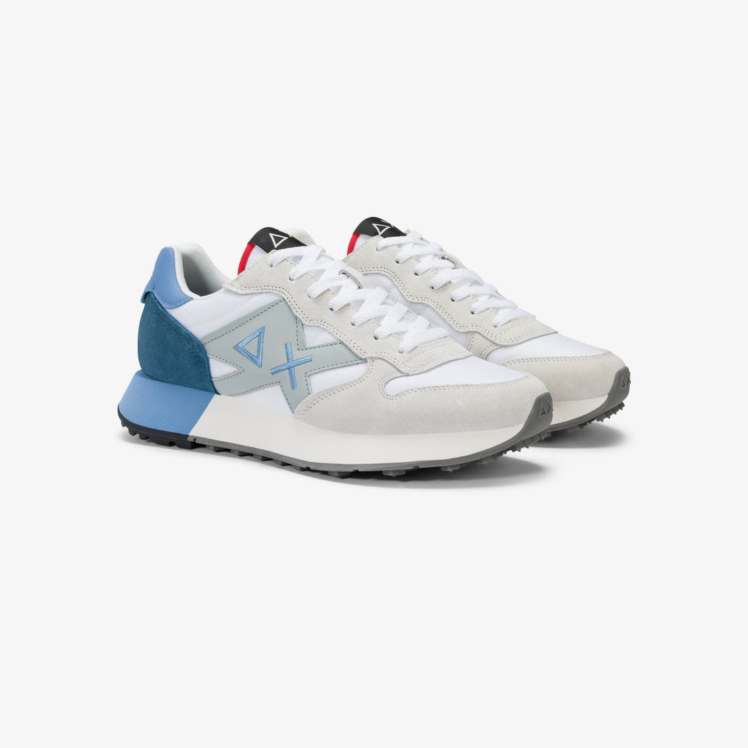 SUN68 JAKI 2.0 SOLID WHITE & BLUE SNEAKERS FOR MEN - MYHOLDAL LEBANON
