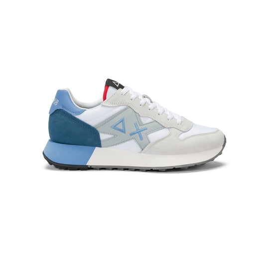 SUN68 JAKI 2.0 SOLID WHITE & BLUE SNEAKERS FOR MEN - MYHOLDAL LEBANON