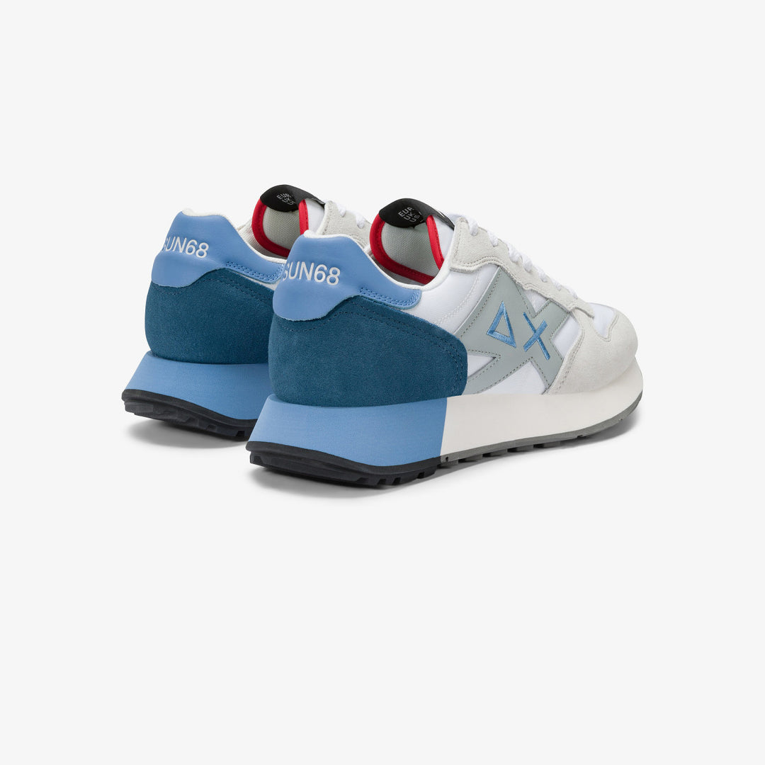 SUN68 JAKI 2.0 SOLID WHITE & BLUE SNEAKERS FOR MEN - MYHOLDAL LEBANON