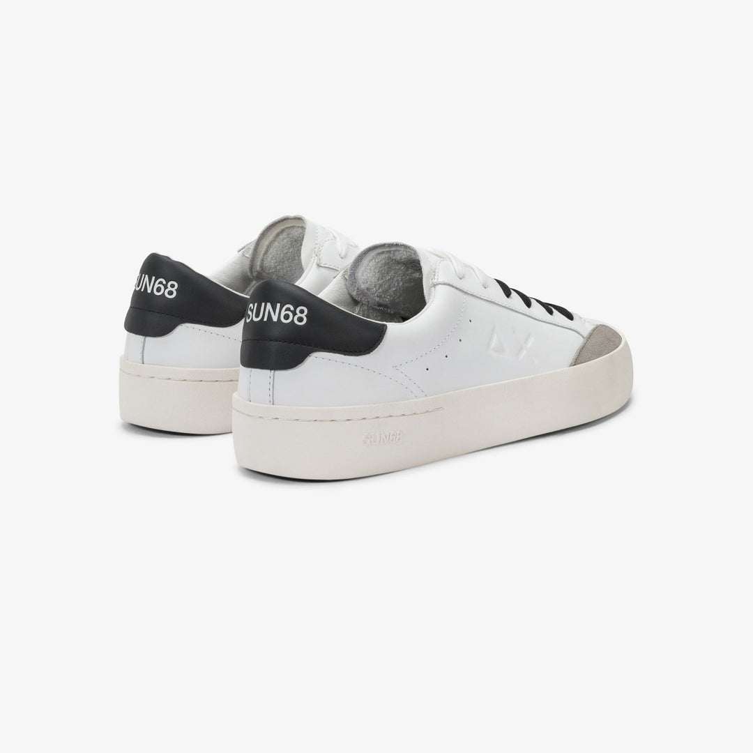 SUN68 STREET LEATHER WHITE/BLACK SNEAKERS FOR MEN