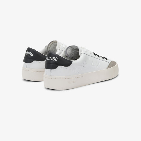 SUN68 STREET LEATHER WHITE/BLACK SNEAKERS FOR MEN