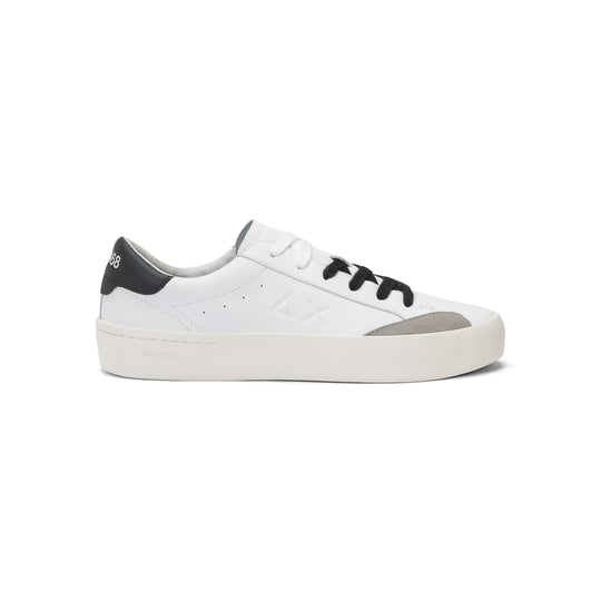SUN68 STREET LEATHER WHITE/BLACK SNEAKERS FOR MEN