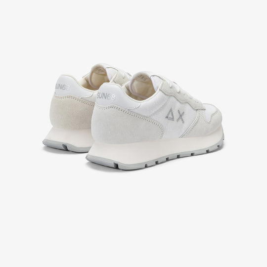 SUN68 ALLY GLITTER TEXTILE WHITE SNEAKERS FOR WOMEN