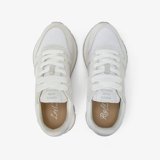 SUN68 ALLY GLITTER TEXTILE WHITE SNEAKERS FOR WOMEN