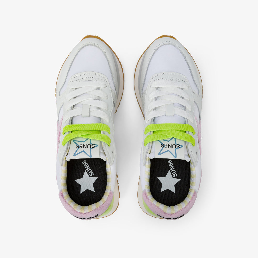 SUN68 BIG STARGIRL SPONGEE LOGO WHITE/PINK SNEAKERS FOR WOMEN