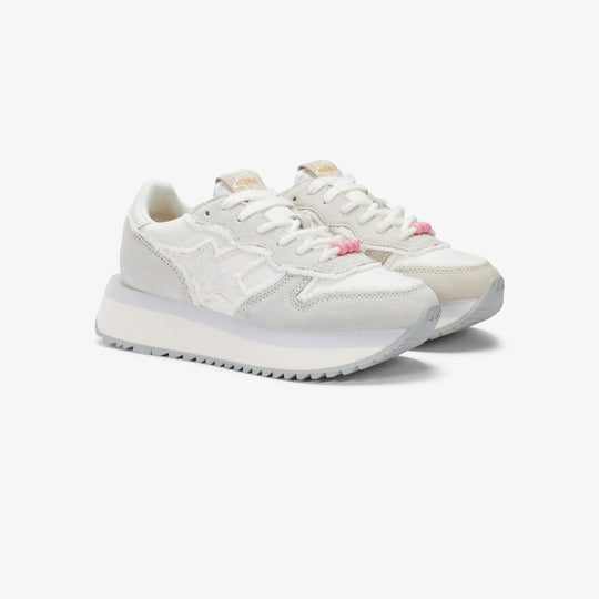 SUN68 BIG STARGIRL CANVAS OFF WHITE SNEAKERS FOR WOMEN