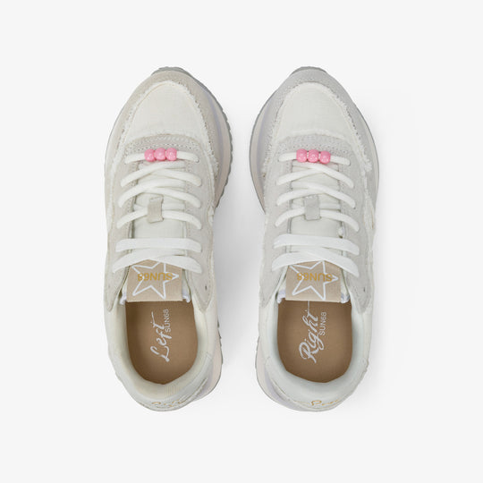 SUN68 BIG STARGIRL CANVAS OFF WHITE SNEAKERS FOR WOMEN