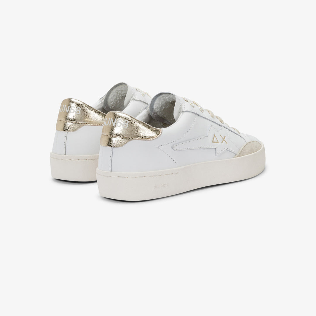 SUN68 KATY LEATHER WHITE/GOLD SNEAKERS FOR WOMEN