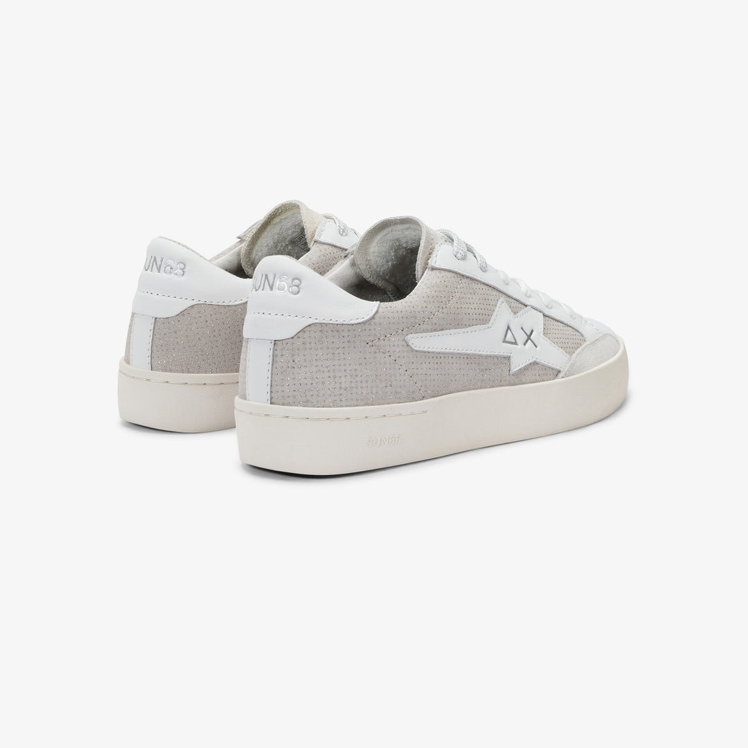 SUN68 KATY LEATHER WHITE/SILVER SNEAKERS FOR WOMEN