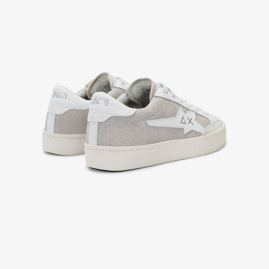 SUN68 KATY LEATHER WHITE/SILVER SNEAKERS FOR WOMEN