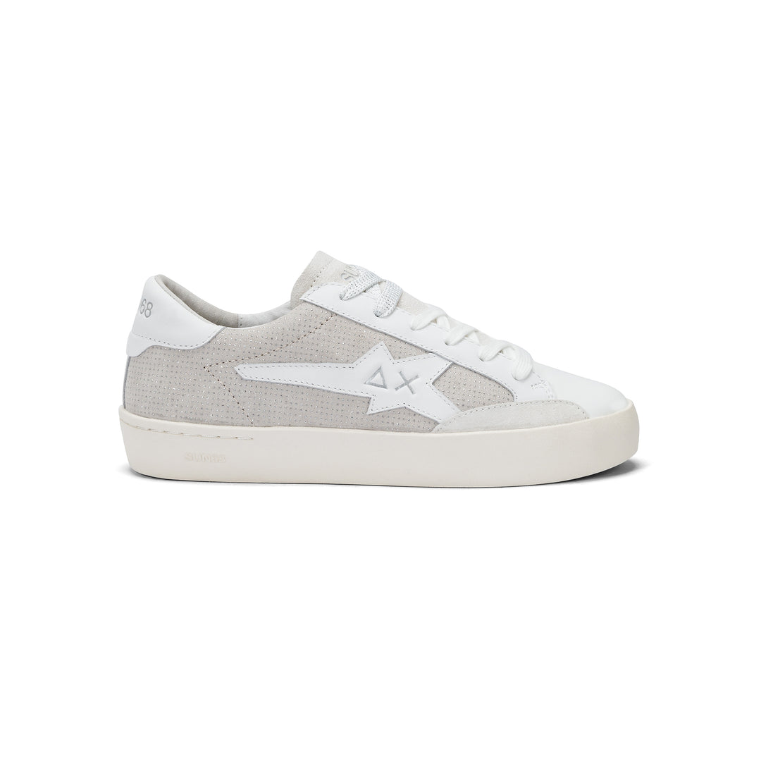 SUN68 KATY LEATHER WHITE/SILVER SNEAKERS FOR WOMEN