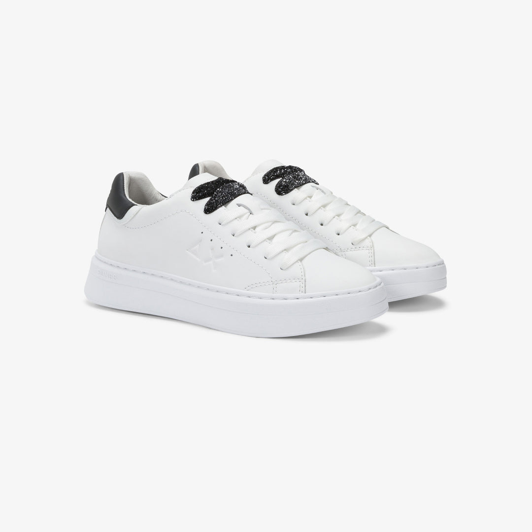 SUN68 GRACE LEATHER WHITE/BLACK SNEAKERS FOR WOMEN