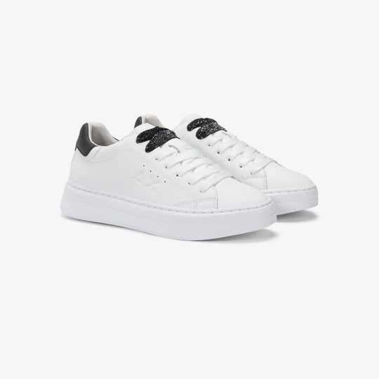 SUN68 GRACE LEATHER WHITE/BLACK SNEAKERS FOR WOMEN