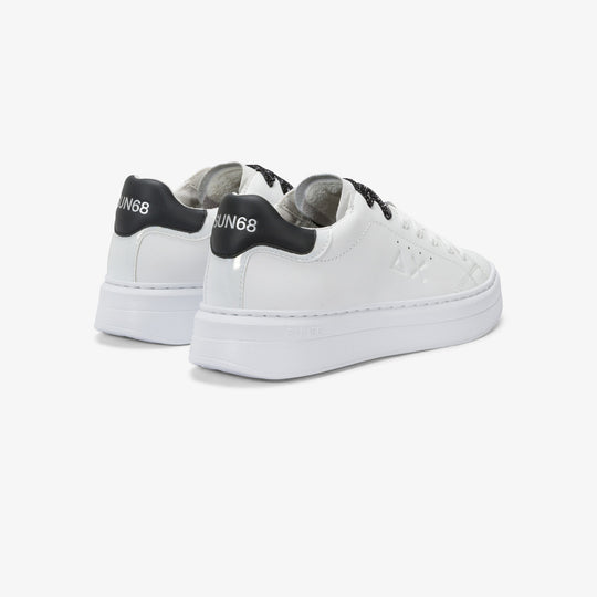 SUN68 GRACE LEATHER WHITE/BLACK SNEAKERS FOR WOMEN